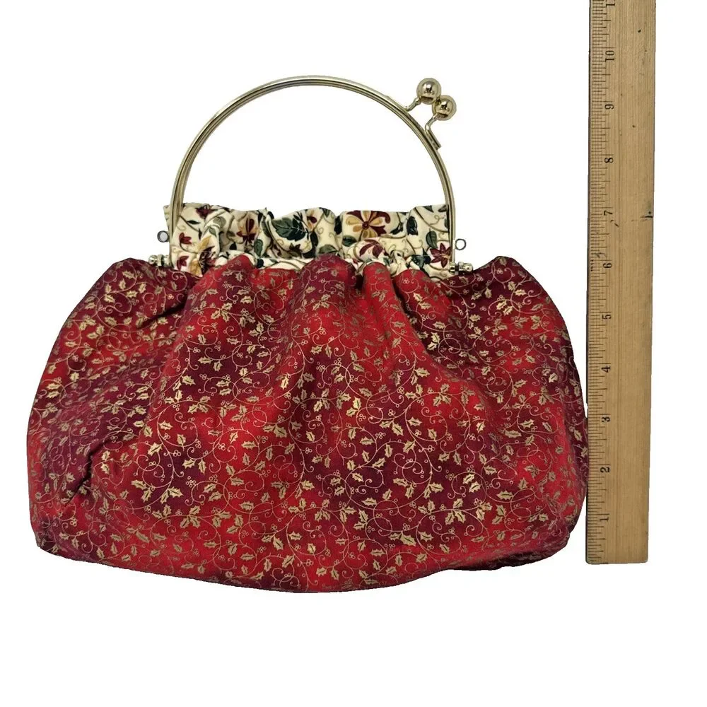 Handmade Brass Handle Bermuda Bag Extra Cover Reversible Florals Cottage Preppy